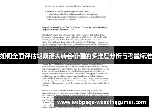 如何全面评估胡桑诺夫转会价值的多维度分析与考量标准