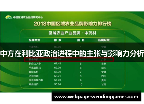 中方在利比亚政治进程中的主张与影响力分析