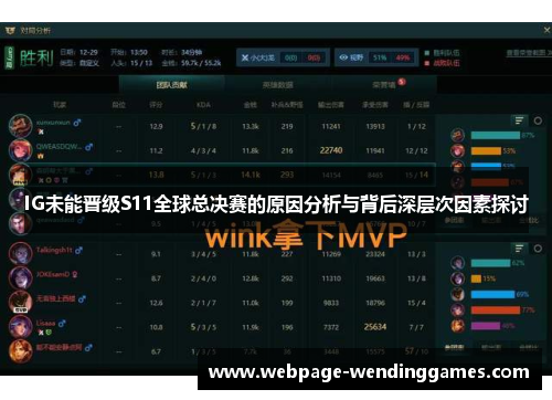 IG未能晋级S11全球总决赛的原因分析与背后深层次因素探讨